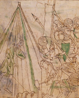 Conical tent in a manuscript